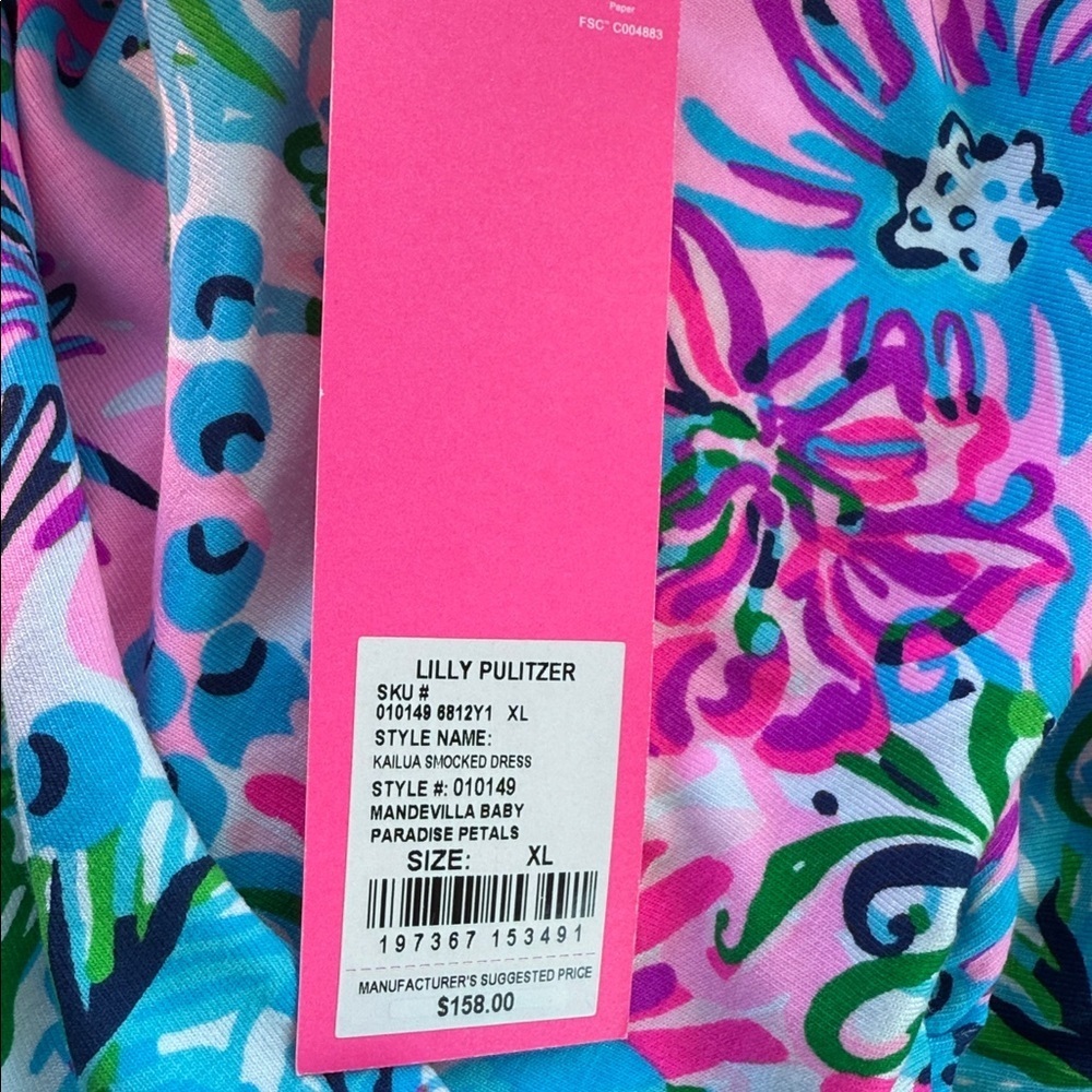 Lilly Pulitzer Kailua Mandevilla Baby  Paradise Petals Smocked Dress Size XL Nwt - Picture 9 of 9